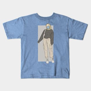 Woman In Beige Cargo Kids T-Shirt